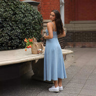 Damen Denim-Maxikleid mit schickem Trägerdesign und fließendem Schnitt WW