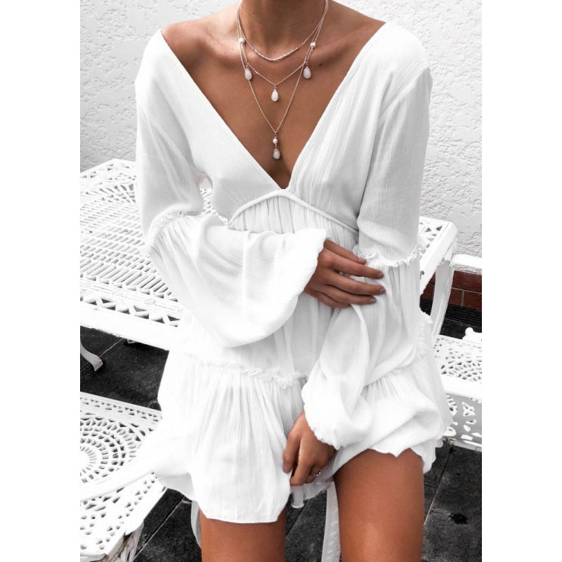 Damen Boho-Chic Strandkleid mit lockeren Ärmeln WW
