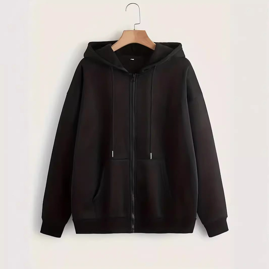 Damen bequeme Kapuzenjacke mit durchgehendem Reißverschluss und geräumigen Taschen WW