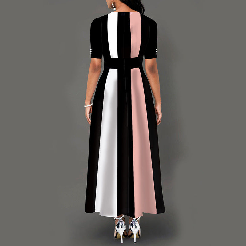 Frauen Farbblock Maxi Kleid WW
