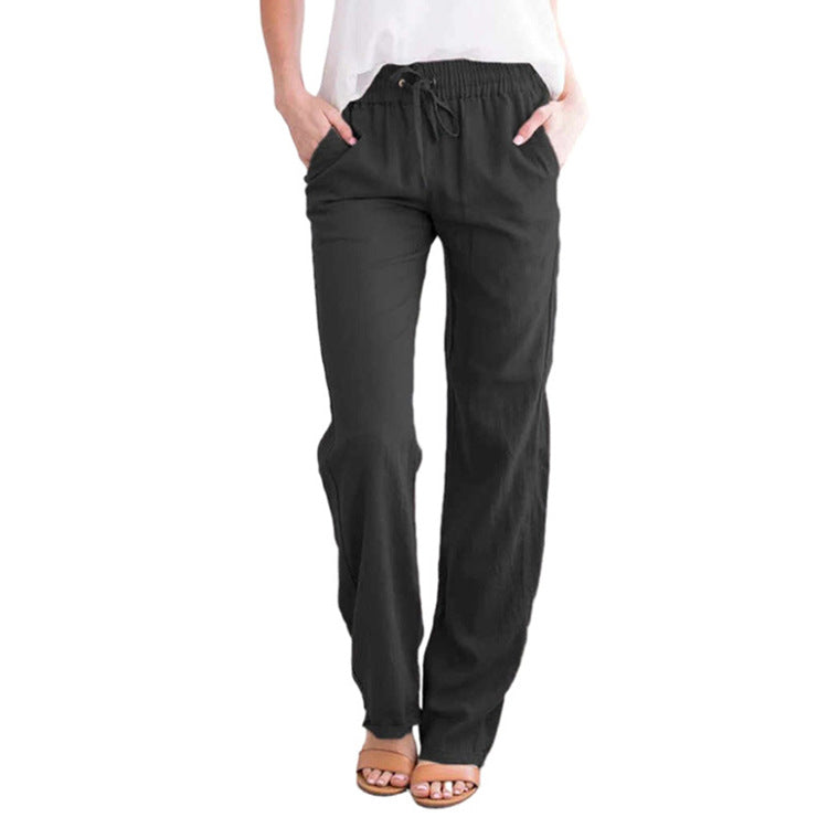 Damen bequeme Sommerhose mit elastischem Bund und praktischen Seitentaschen WW