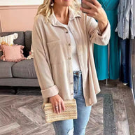 Damen lässige Strickjacke mit Knopfleiste WW
