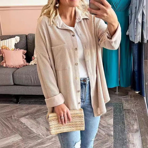 Damen lässige Strickjacke mit Knopfleiste WW
