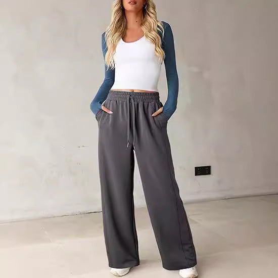 Damen bequeme Freizeithose mit weit geschnittenem Bein und praktischen Taschen WW