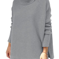 Damen Großer Rollkragenpullover mit strukturiertem Strickmuster und lässigem Schnitt WW