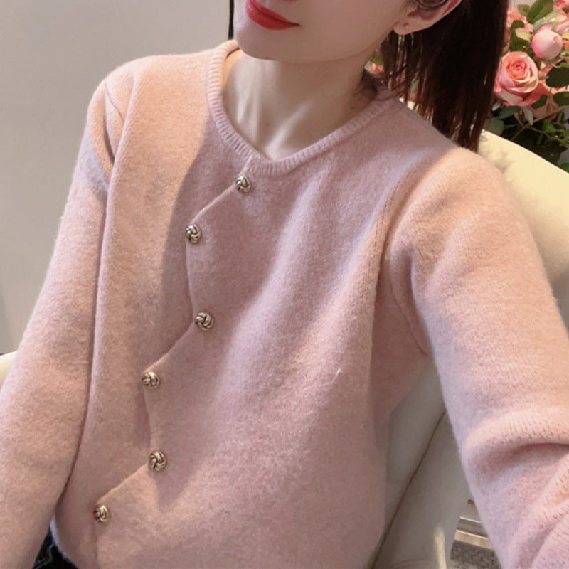 Damen Strickjacke mit eleganten Knopfdetails und weitem Schnitt WW