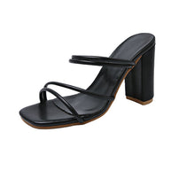 Damen offene High-Heel-Pantoletten mit modischem Riemchen-Design W&W