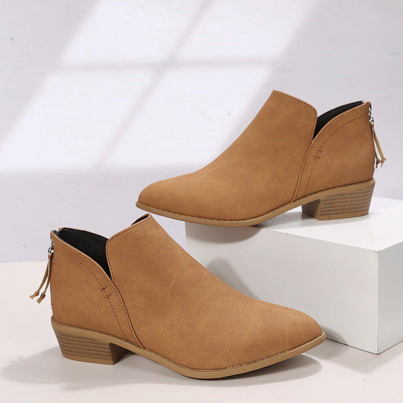 Damen Ankle Boots mit elegantem Reißverschluss und komfortablem Blockabsatz WW