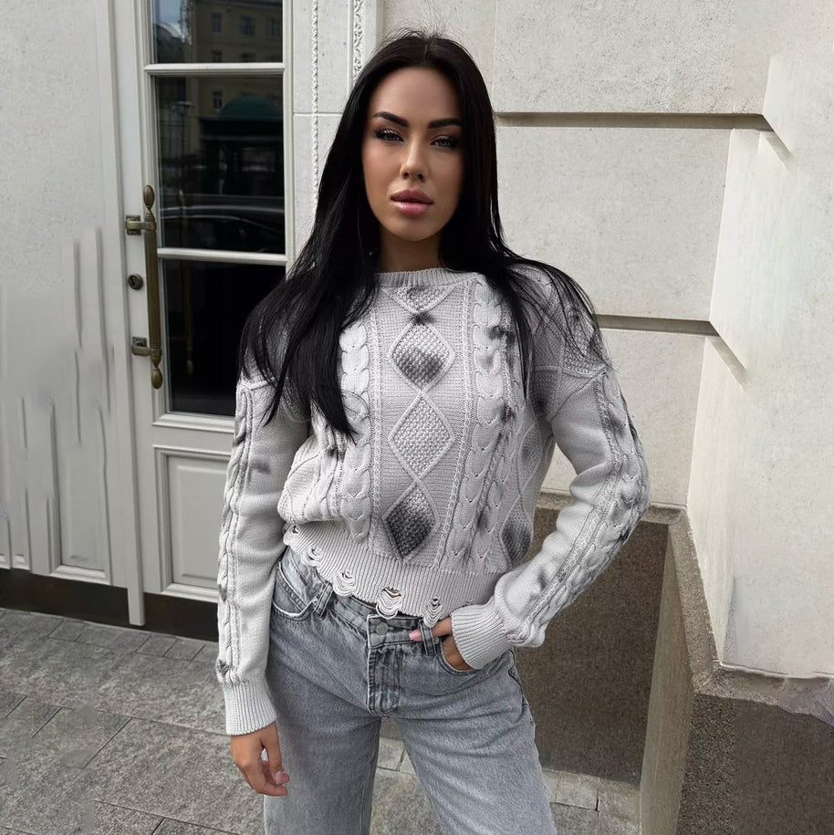 Damen Strickpullover mit strukturiertem Zopfmuster und lässigem Schnitt WW