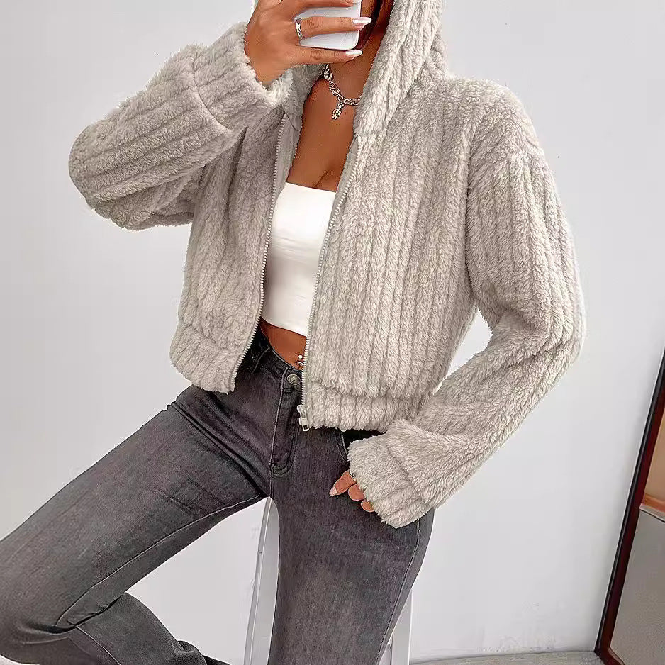 Damen Rotationsjacke aus kuscheligen Fleece mit Hohem Kragen WW