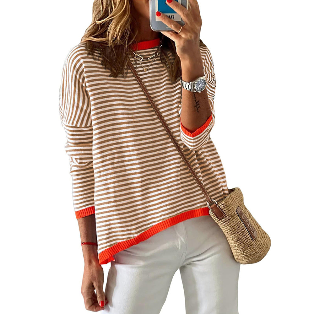 Damen lässiger gestreifter Pullover WW