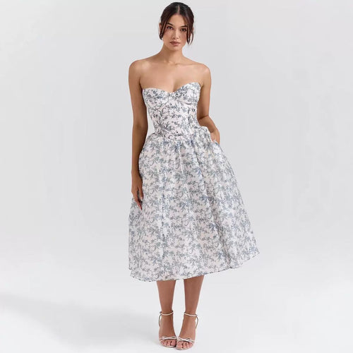 Damen Ballkleid mit herzförmigem Ausschnitt und floralem Print WW