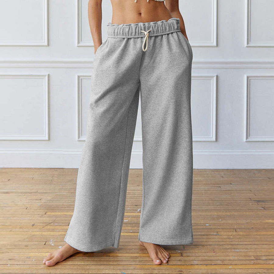 Damen weite Freizeit-Hose mit elastischem Bund und Kordelzug WW