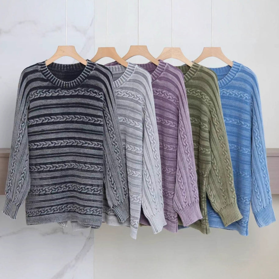 Damen Strickpullover mit strukturiertem Zopfmuster und lässigem Schnitt WW