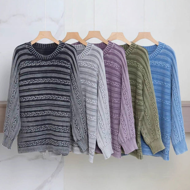 Damen Strickpullover mit strukturiertem Zopfmuster und lässigem Schnitt WW