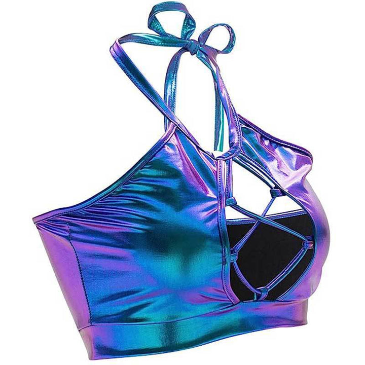 Damen Sport-Bikini-Oberteil mit einzigartigen Schnittdetails und schimmerndem Finish W&W Mode