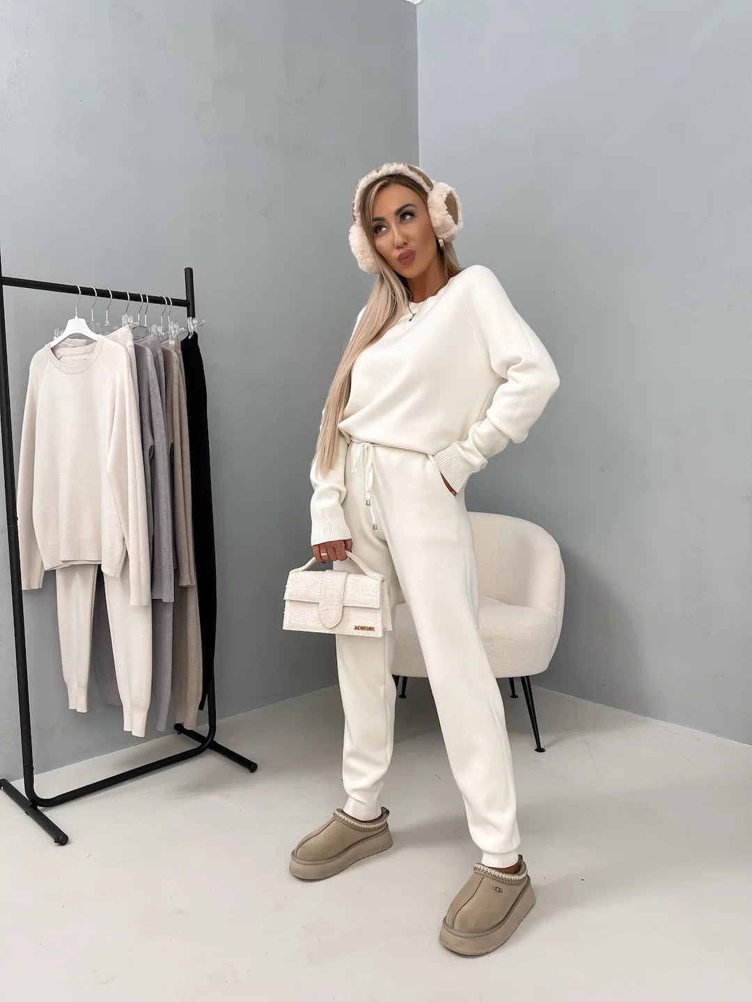 Damen Relaxed-Fit Fleeceanzug mit Kordelzug und praktischen Taschen WW