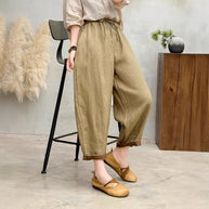 Damen Relaxed Fit Hohe Taille Hose mit verstellbarem Zugband WW