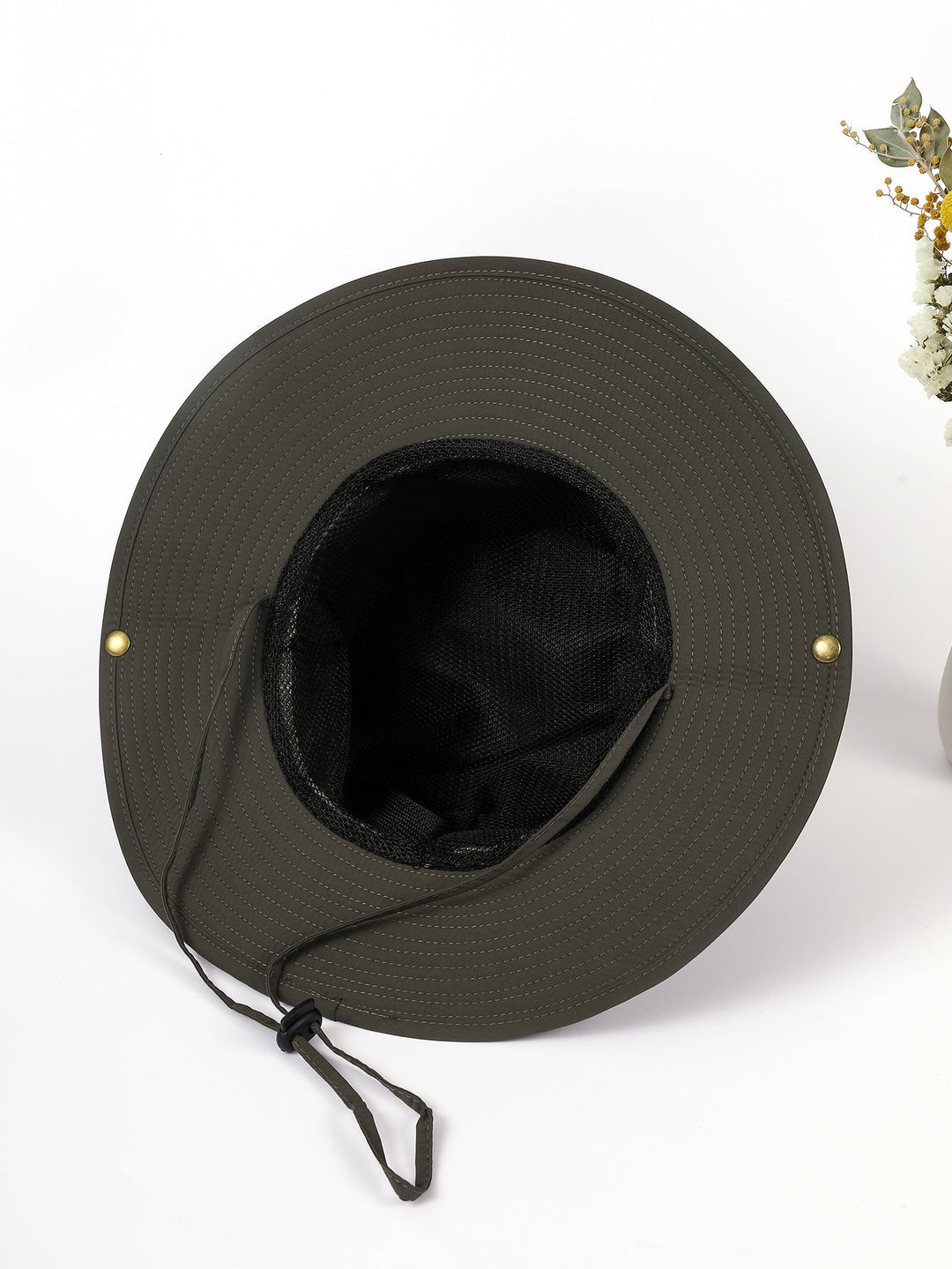 Damen Sonnenhut mit breiter Krempe und integriertem Nackenband W&W Mode