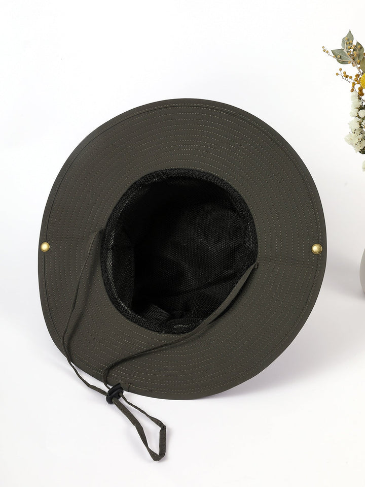 Damen Sonnenhut mit breiter Krempe und integriertem Nackenband W&W Mode