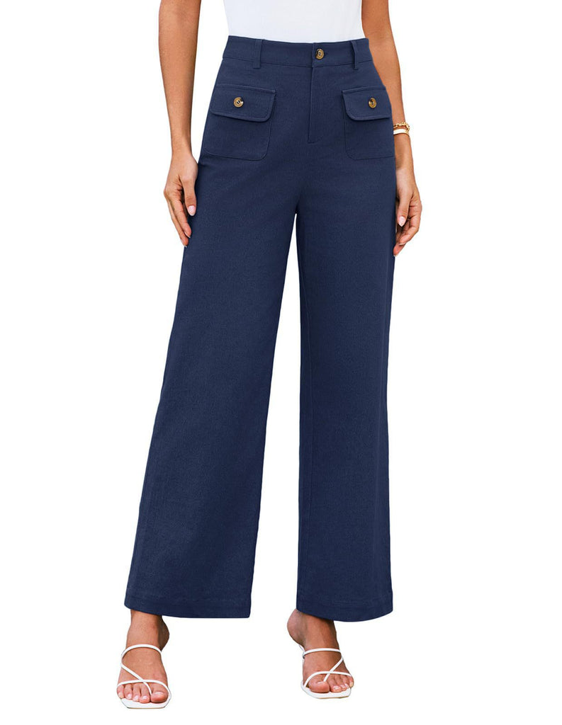 Damen weite Cargo-Hosen mit seitlichen Taschen und hohem Bund WW