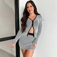 Damen Strick-Set mit kreativem Cut-Out und eleganten Akzenten WW