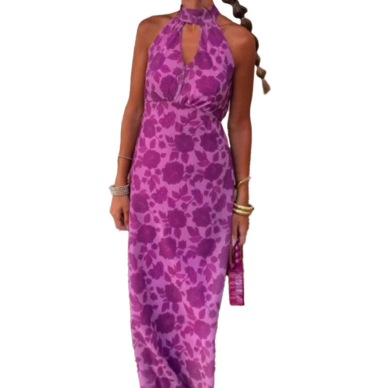 Damen Maxikleid mit schickem Schlüssel-Ausschnitt und floralem Design W&W Mode