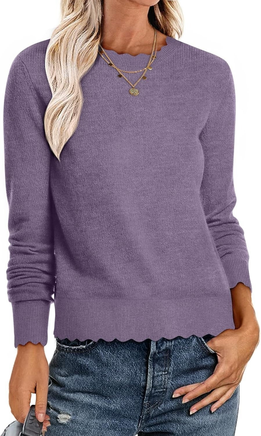 Damen Sweater mit Wellenkante W&W Mode