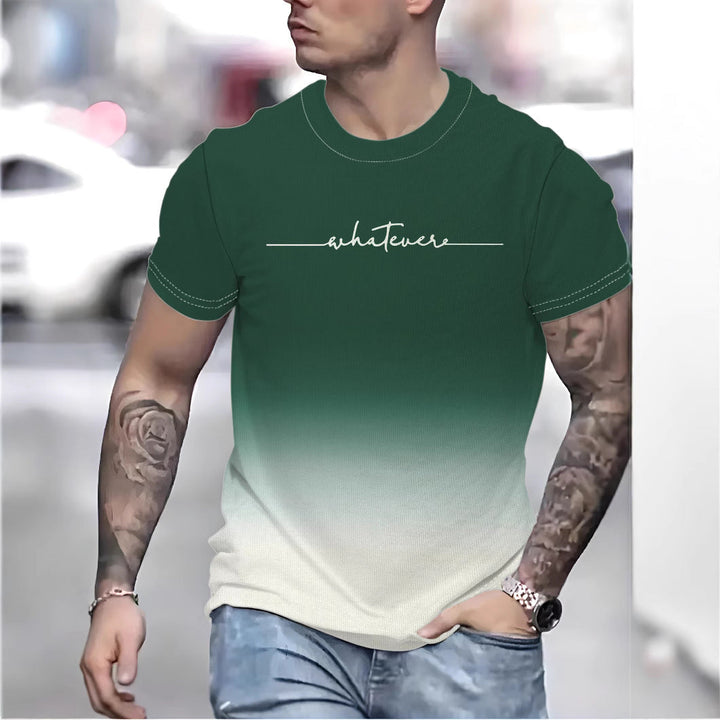 Herren T-Shirt mit kreativem Schriftzug und modernem Farbverlauf W&W Mode
