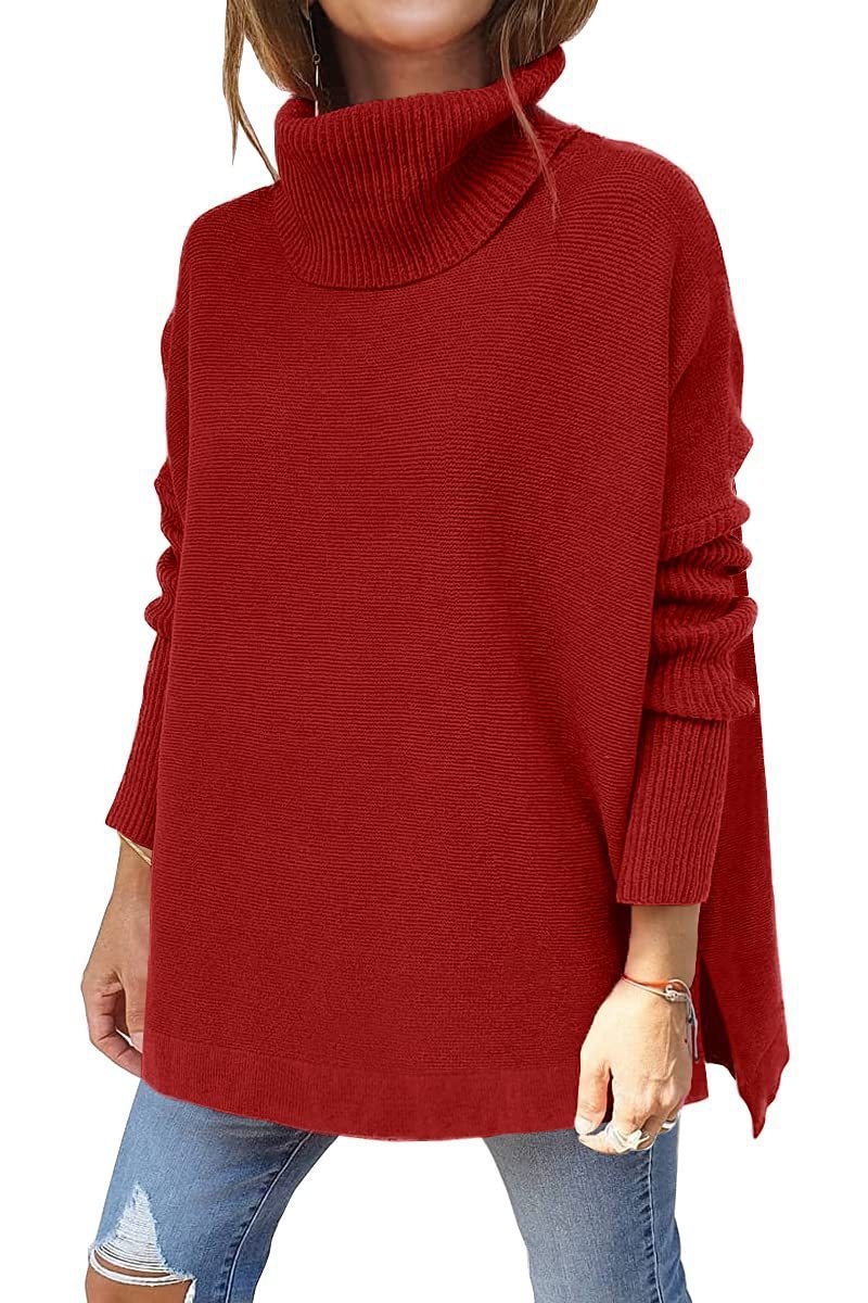 Damen Großer Rollkragenpullover mit strukturiertem Strickmuster und lässigem Schnitt WW
