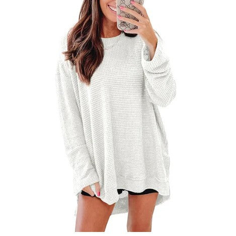 Damen Bequem Überdimensionierter Texturierter Pullover Sweater WW