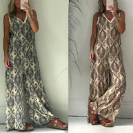 Damen Jumpsuit mit weitem Bein und elegantem Blattmuster WW