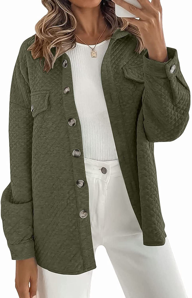 Damen Lässige Oversize-Hemdjacke mit strukturiertem Design und aufgesetzten Taschen WW