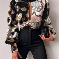 Damen modische Bluse mit grafischem Design WW