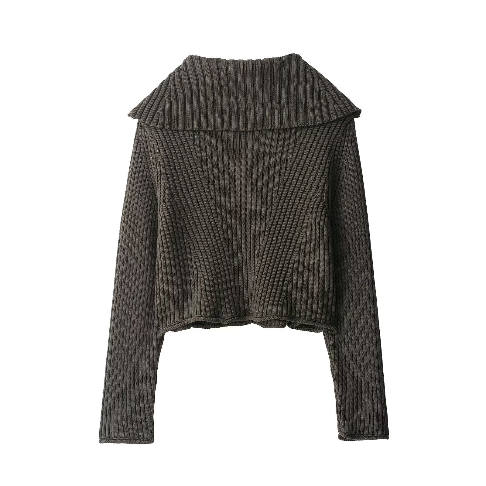 Damen Strickjacke mit dekorativem Kragen und modernen Knopfdetails WW