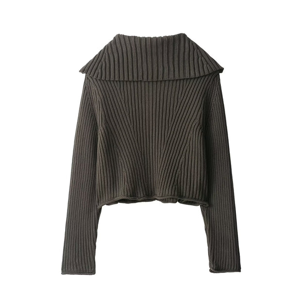 Damen Strickjacke mit dekorativem Kragen und modernen Knopfdetails WW