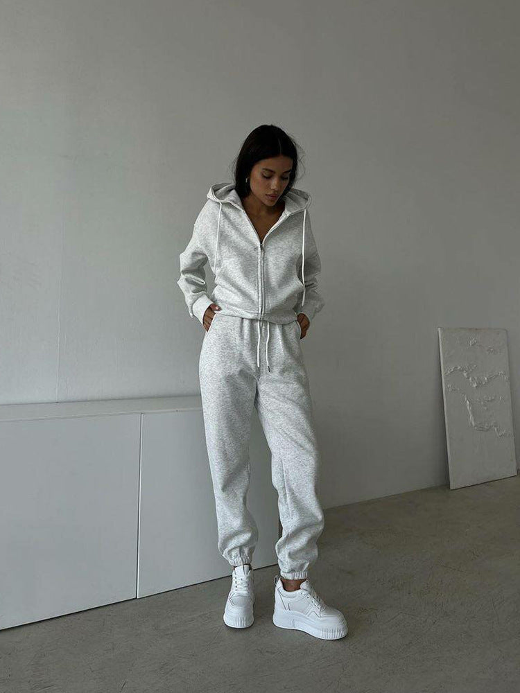Damen sportliches Fleece-Jogginganzug-Set WW