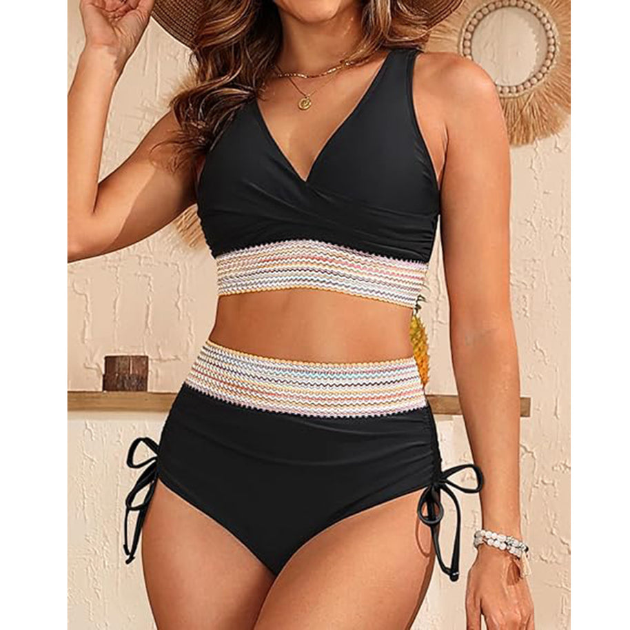 Damen Bikini-Set mit verstellbarem Bund und elegantem Oberteil WW