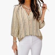 Damen elegante Tunika-Bluse mit raffinierten Streifen WW