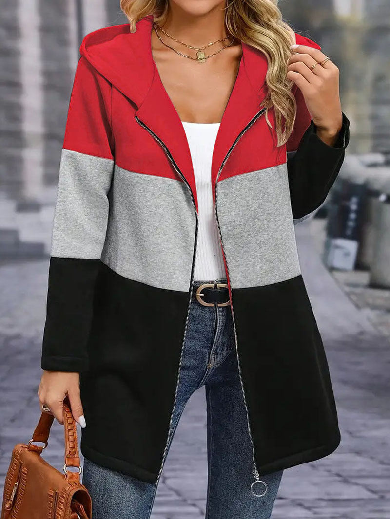 Damen Kapuzenjacke im modernen Farbblockdesign WW