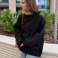 Damen Oversized Sweatshirt mit dropped Shoulder und weichem Fleece-Waren WW