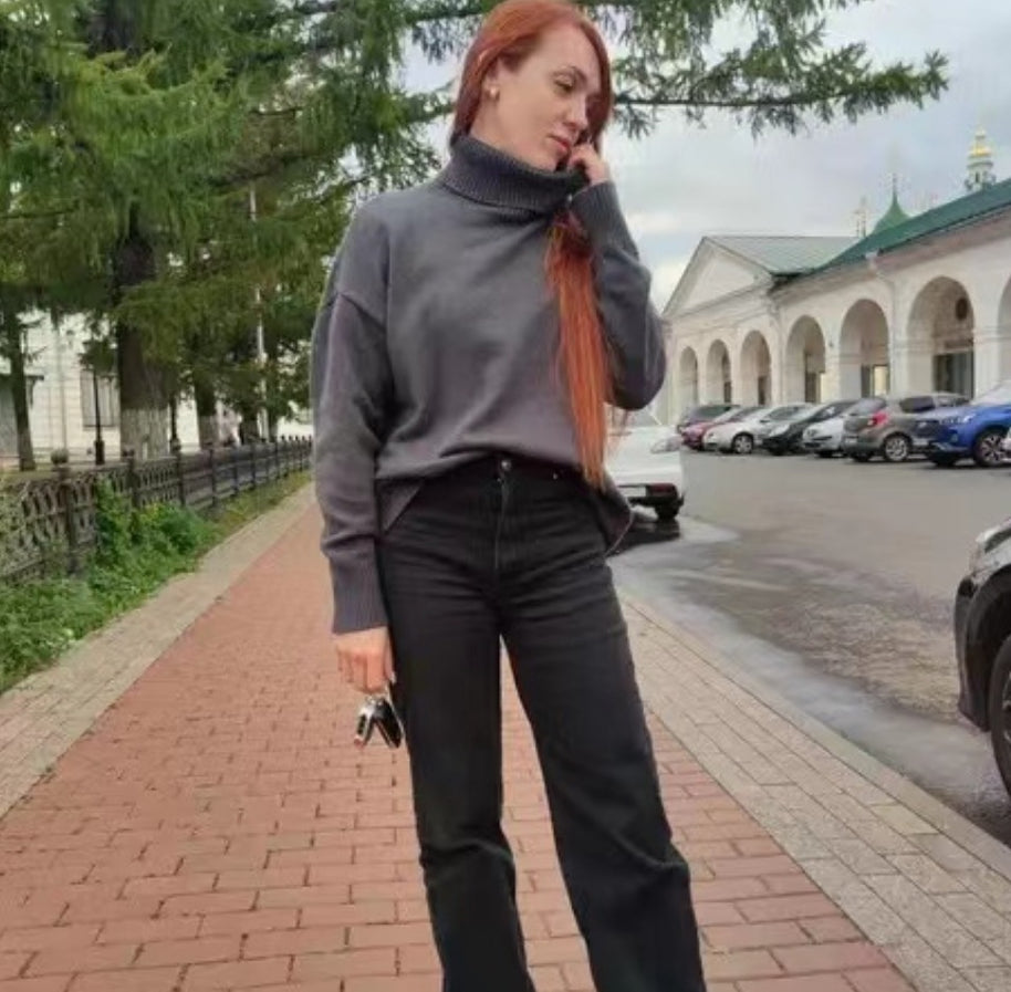 Damen Modischer Rollkragenpullover aus weichem Material WW