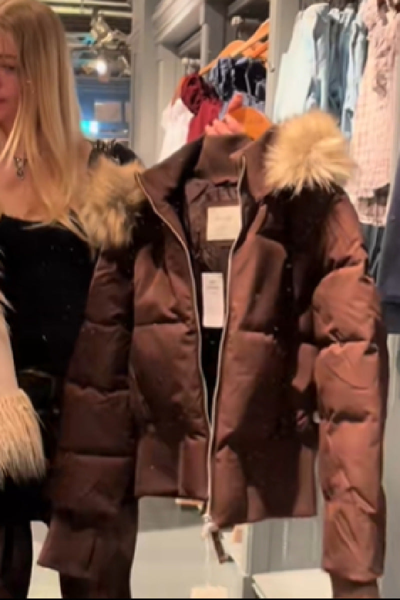 Damen Gestepptes Winterjacke mit abnehmbarer Kapuze und elastischen Bündchen WW