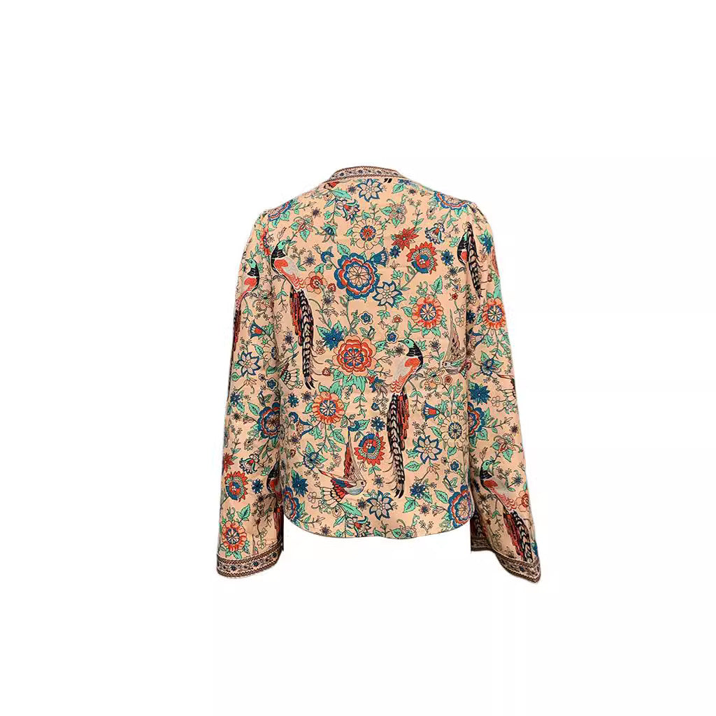 Damen Bluse mit floralem Muster und weitem Ärmel WW