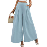Damen weite Palazzo-Hose mit eleganten Falten und hohem Bund W&W