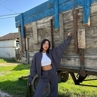 Damen Sportliche Oversize Trainingsjacke und Hose Set WW