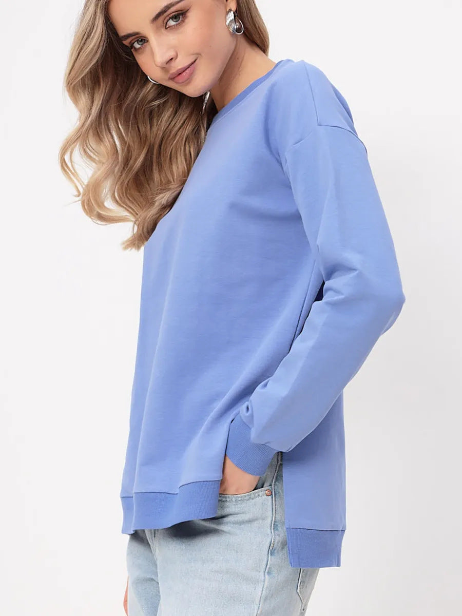 Damen bequemer Sweatshirt mit seitlichen Schlitzen WW