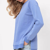 Damen bequemer Sweatshirt mit seitlichen Schlitzen WW