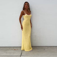 Damen figurbetontes Maxikleid mit feinem Rippstruktur-Design W&W