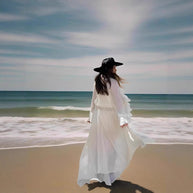 Damen romantisches Rüschenkleid mit langen Ärmeln WW